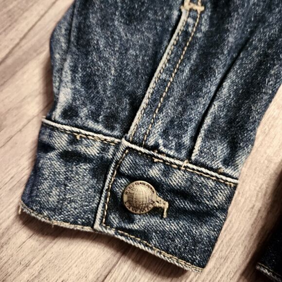 Vintage 90's Lawman Rhinestones Cropped Denim Jean Jacket Size M - Picture 5 of 8